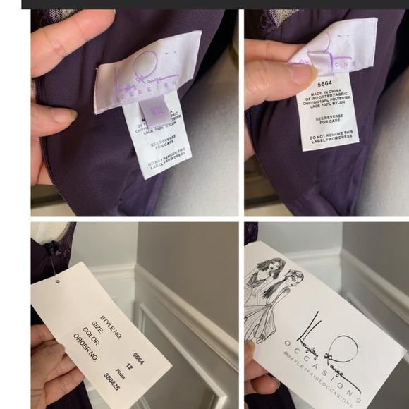 NWT Hayley Paige Women's Long Bridesmaid Gown Chiffon Dress Size 12 Purple - Picture 5 of 6